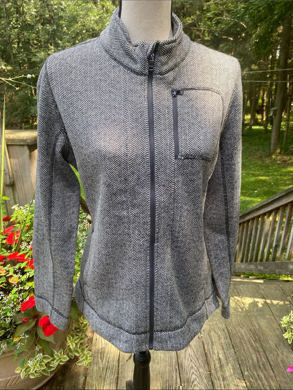 Marc New York Gray Herringbone Utility Jacket with Zip Chest Pocket